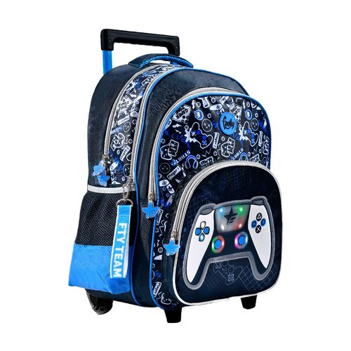 Mochila Carro 18" Con Luz Led Jostick Azul Footy