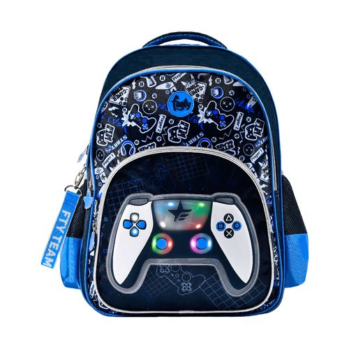 Mochila Espalda 18" Con Luz Led Joystick Azul Footy