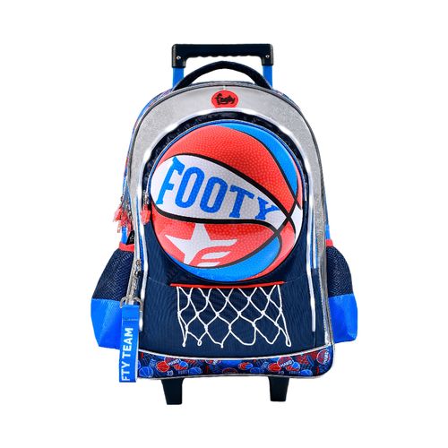 Mochila Carro 18" Con Luz Led Basquet Azul Footy