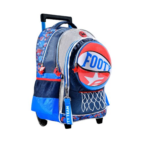 Mochila Carro 18" Con Luz Led Basquet Azul Footy