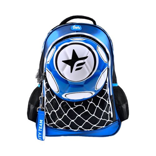 Mochila Espalda 18" Con Luz Led Mundial Futbol Pelota Azul Footy