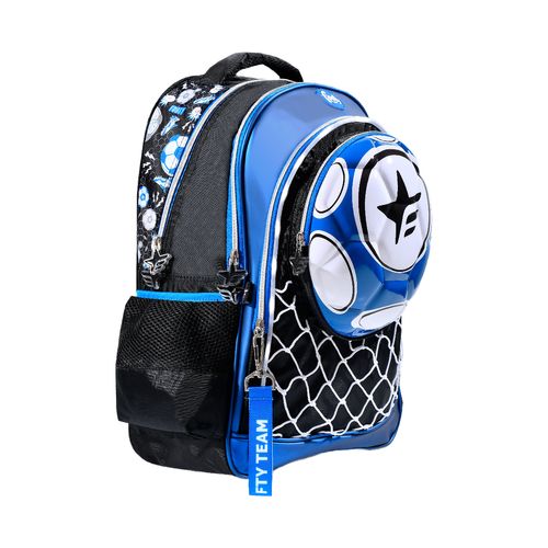 Mochila Espalda 18" Con Luz Led Mundial Futbol Pelota Azul Footy