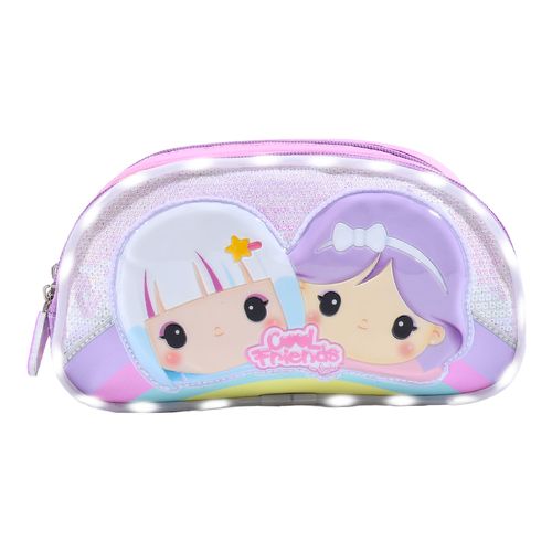 Cartuchera 2 Cierres Con Luz Led Cool Friends Lila Footy
