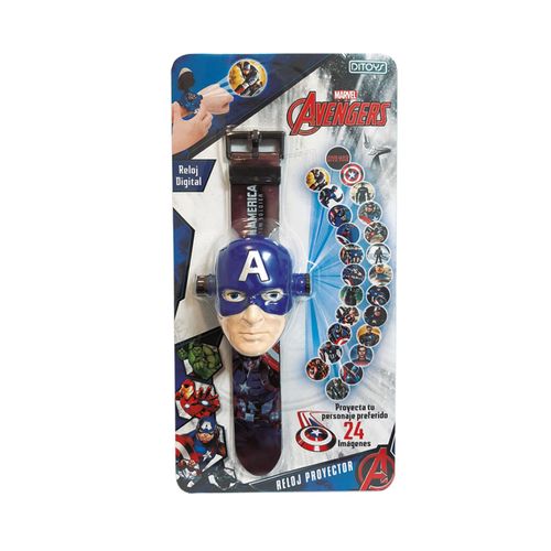 Reloj Digital Infantil Avengers Proyector De Imagenes Capitan America