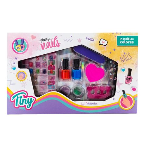 Set De Uñas Tiny Fashion Con Stickers Y Glitter Rojo Azul