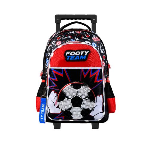 Mochila Escolar Carro 18" Con Luz Led Pelota Roja Footy