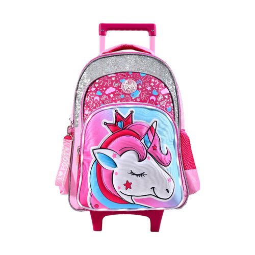 Mochila Escolar Carro 18" Con Luz Led Unicornio Rosa Footy