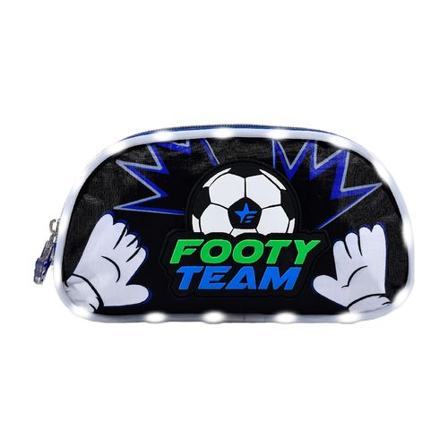 Cartuchera Escolar Doble Cierre Con Luz Led Team Azul Footy