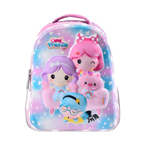 Mochila Escolar Espalda 14" Con Luz Led Cool Friends Rosa