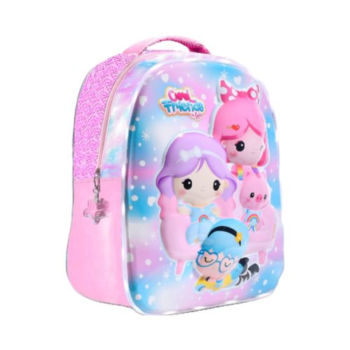 Mochila Escolar Espalda 14" Con Luz Led Cool Friends Rosa