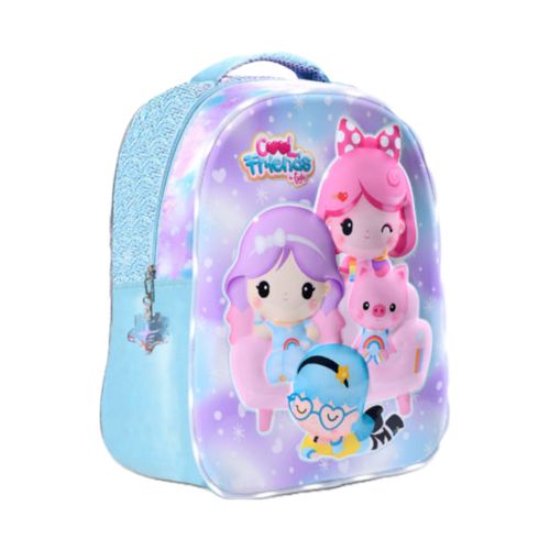 Mochila Escolar Espalda 14" Con Luz Led Cool Friends Celeste Lila
