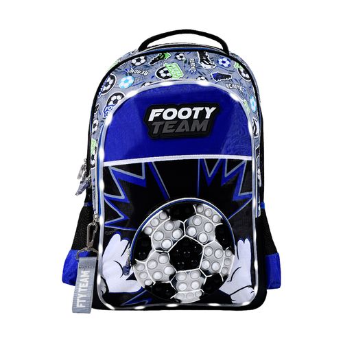 Mochila Escolar Espalda 18" Con Luz Led Pelota Azul Negro