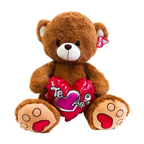 Peluche Oso Sentado Con Corazon Metal 52 Cm Marron