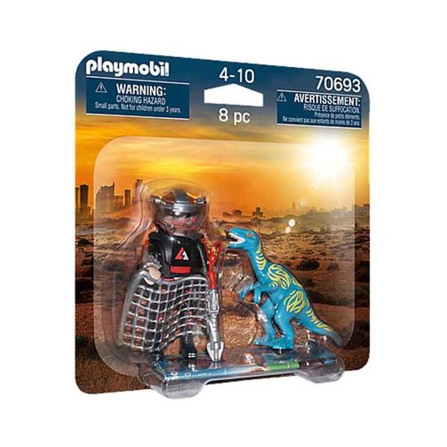 Playmobil Duo Pack Figura Dinosaurio Velociraptor Y Saqueado