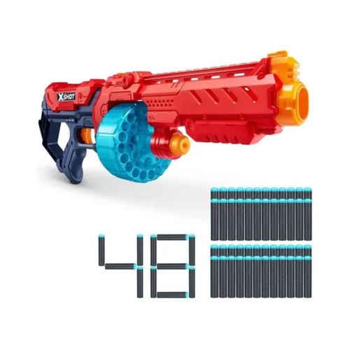 Pistola Lanza Dardos X-Shot Escopeta Turbo Fire Con Tambor 48 Dardos Roja