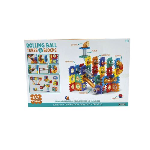Laberinto Con Bloques y Tubos Bolitas Rolling Ball 182 Pzs