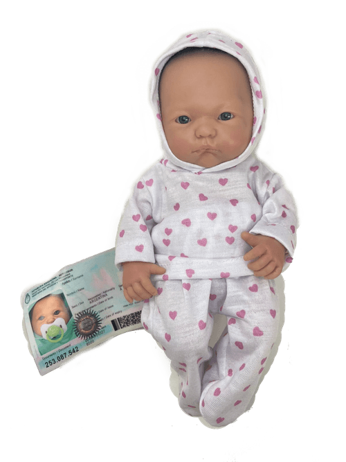 Bebote Realista Soft 25 cm con Bata y Orejitas Blanco con Corazones