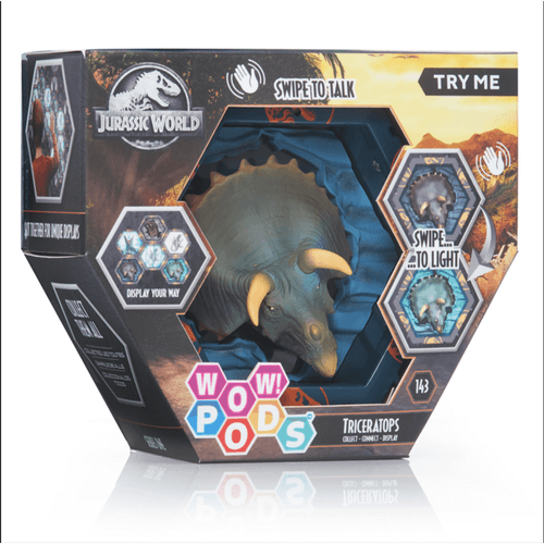 Figura Wow Pod Triceratops con Luz y Sonido- Jurassic World