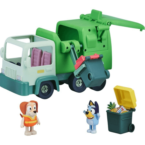 Figuras Bluey Con Camión Recolector De Basura