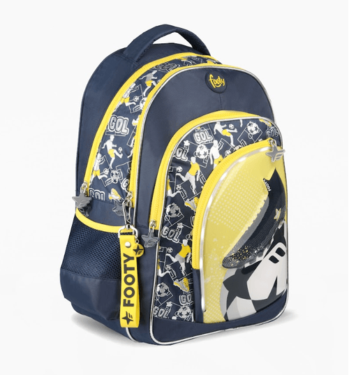 Mochila Espalda 18” Footy Botin con Luz Led Amarillo