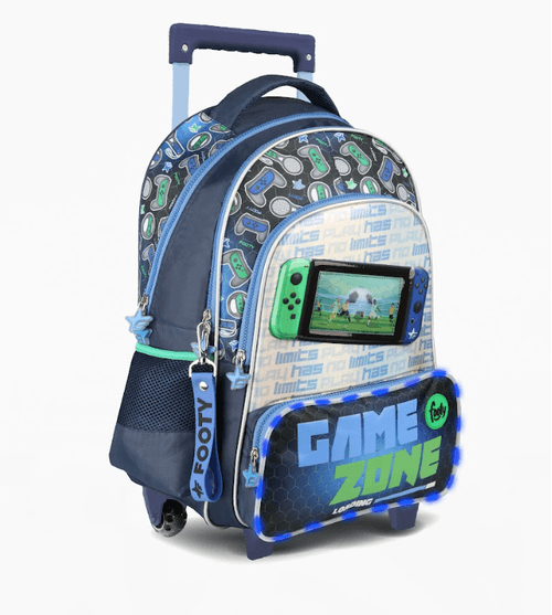 Mochila Carro Footy Game Zone 18” con Luz Led Azul