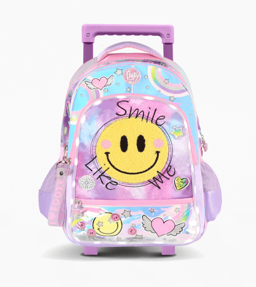 Mochila Carro Footy Smile 18” con Luz Led Lila