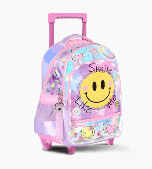 Mochila Carro Footy Smile 18” con Luz Led Lila
