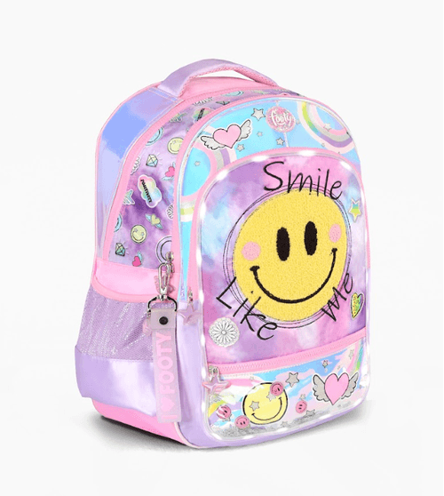 Mochila Espalda Footy Smile 18” con Luz Led Lila