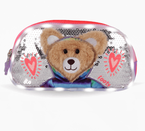 Cartuchera Canopla Footy Osito Teddy Lila 2 Cierres con Luz Led