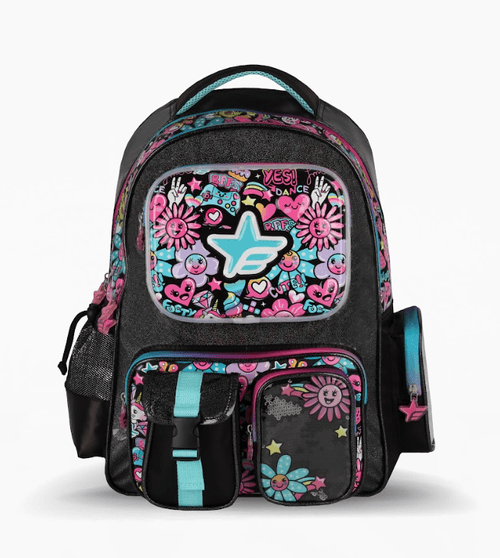 Mochila Espalda Footy Flowers 18” Negro