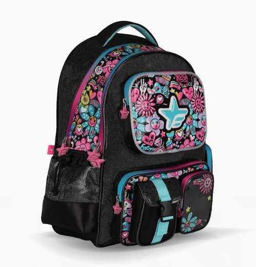 Mochila Espalda Footy Flowers 18” Negro