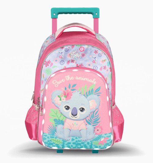 Mochila Carro Footy Koala 18” con Luz Led Rosa