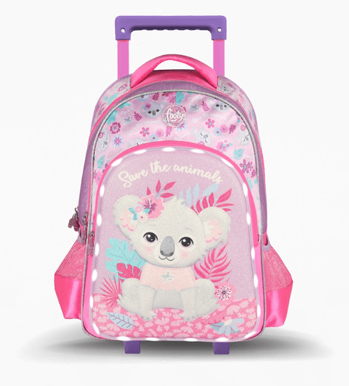 Mochila Carro Footy Koala 18” con Luz Led Lila