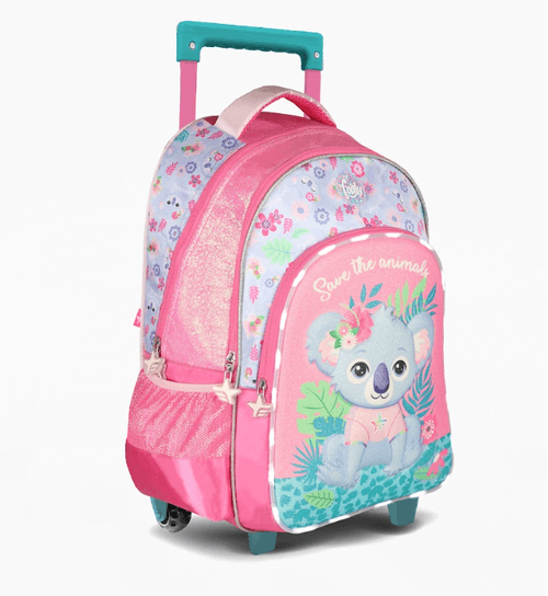 Mochila Carro Footy Koala 18” con Luz Led Rosa