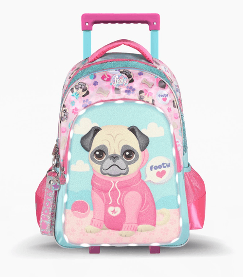 Mochila Carro Footy Puppy 18” con Luz Led Aqua
