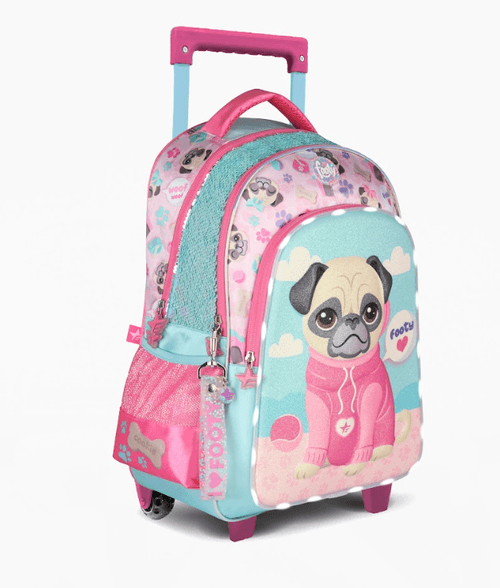 Mochila Carro Footy Puppy 18” con Luz Led Aqua