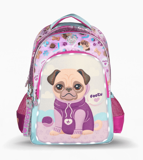 Mochila Espalda Footy Puppy 18” con Luz Led Lila