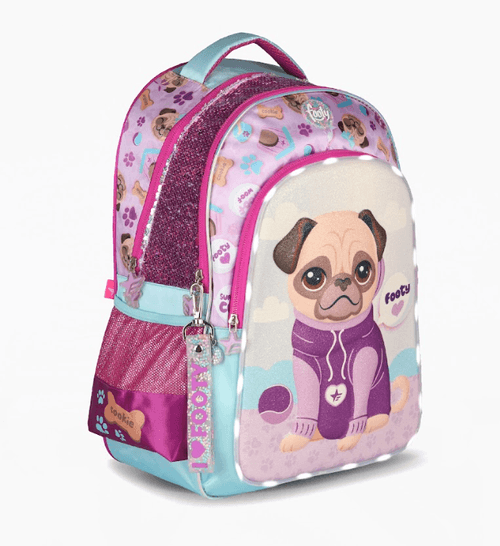 Mochila Espalda Footy Puppy 18” con Luz Led Lila