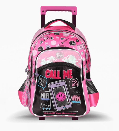 Mochila Carro Footy Call Me 18” con Luz Led Negro