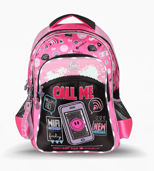 Mochila Espalda Footy Call Me 18” con Luz Led Negro