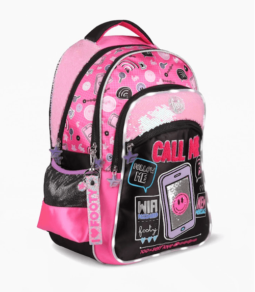 Mochila Espalda Footy Call Me 18” con Luz Led Negro