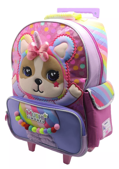 Mochila Carro Simones Mushi 18” Bolsillo Lila