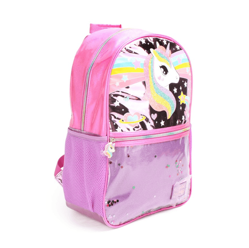 Mochila Espalda 18” Unicorn Glitter Fucsia