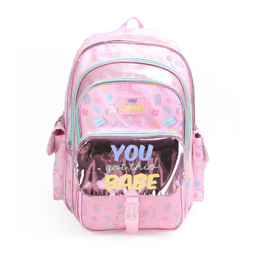 Mochila Espalda 18” You Got this Babe Rosa Metalizada