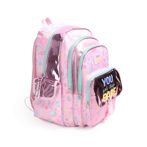 Mochila Espalda 18” You Got this Babe Rosa Metalizada