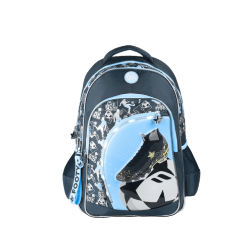 Mochila Espalda 18” Footy Botin con Luz Led Celeste