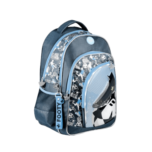 Mochila Espalda 18” Footy Botin con Luz Led Celeste