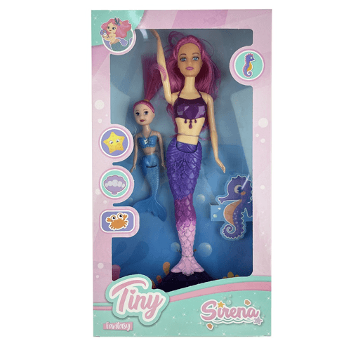 Muñeca Tiny Sirena y Mini sirena Violeta Lila y Blanco