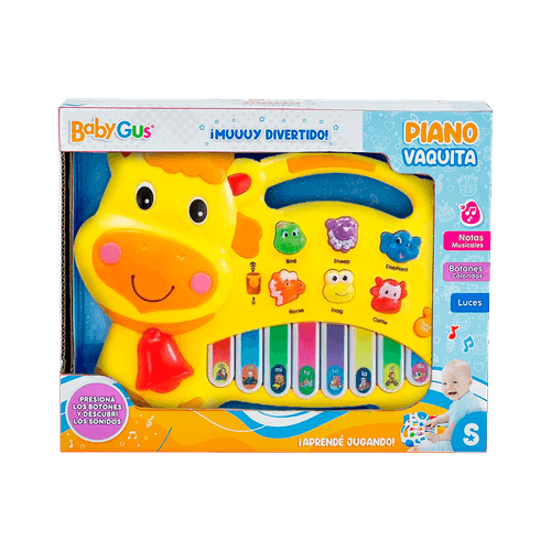 Piano Vaquita Didáctica con Luz y Sonido Amarillo