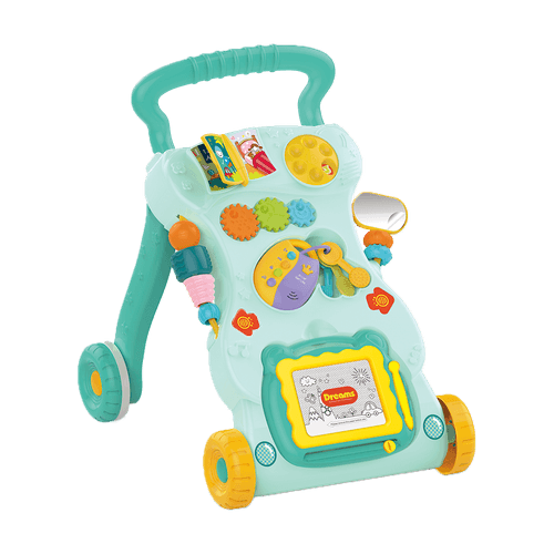 Andador Caminador Bebe Musical Didáctico Con Pizarra Celeste